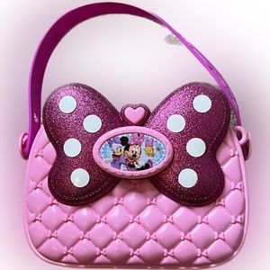 Disney Junior Happy Helpers Minnie Mouse Pink Sparkle Bow Hard Case Purse